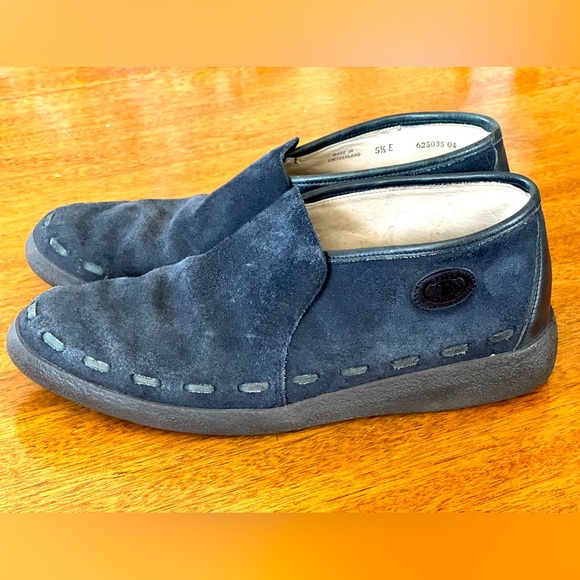 Rare Vintage Suede Bally of Switzerland Shoes Black Slip On Size US W 8 M 6 - Picture 2 of 6